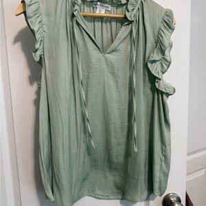 Women's Ruffled Green Top